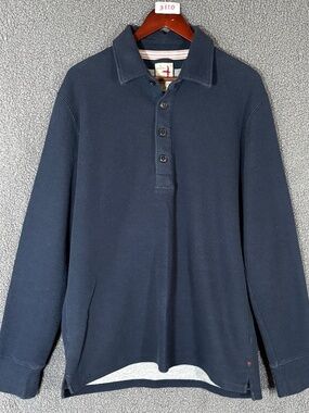 Relwen Cotton Long Sleeve Kint Sweatshirt Polo Shirt - Men's Size L - Blue